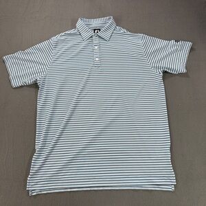 FootJoy Golf Polo Mens Large Blue Striped Performance Short Sleeve Shirt